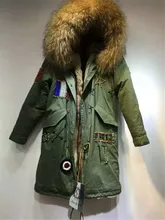 France Beading design large raccoon fur collar hood parka faux fur lined, fur inside long jacket Mr Mrs furs parka
