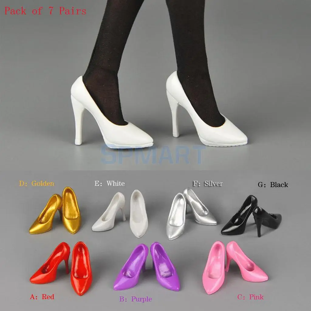 

Pack of 7 Pairs 1/6 Scale High Heels Court Shoes Accessories for 12'' Female Action Figure Hot Toys Phicen Kumik CY CG Dresses