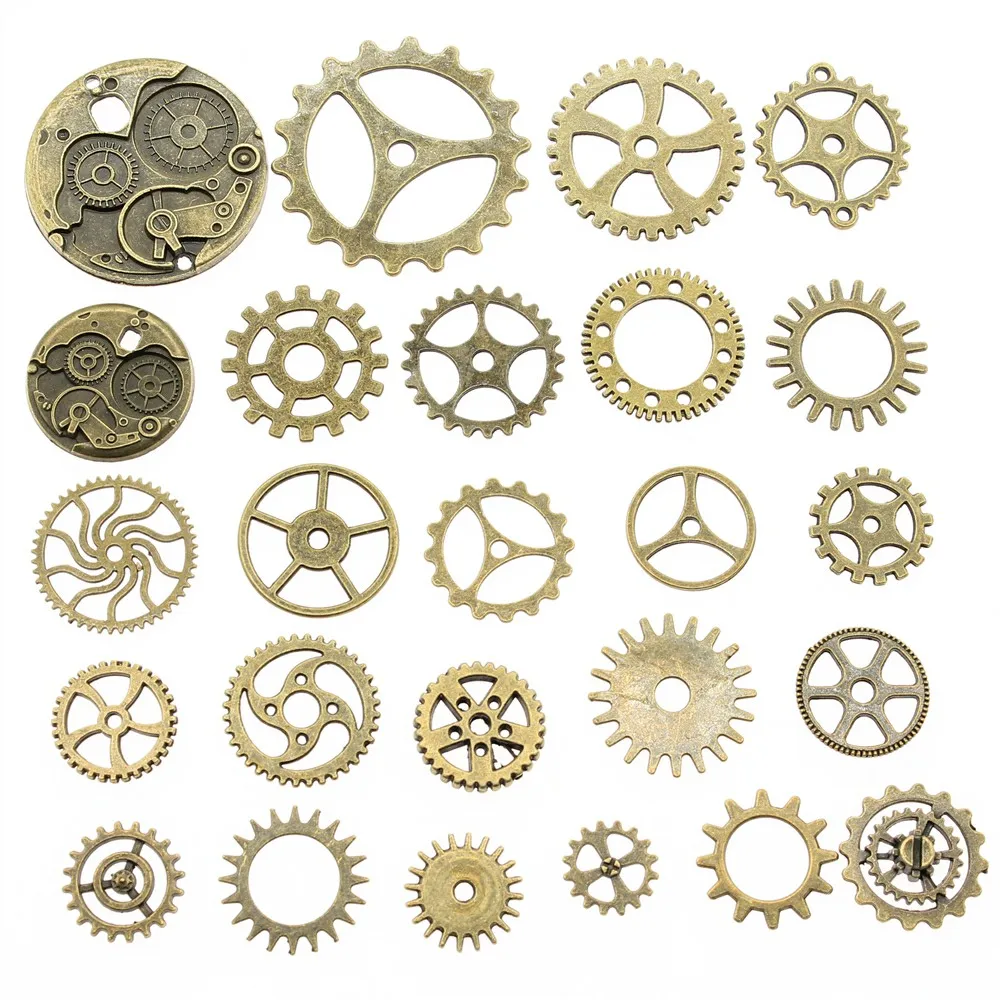 

100Gram Antique Bronze Color Zinc Alloy Mix Styles Gear Charms Pendant Jewelry Accessories