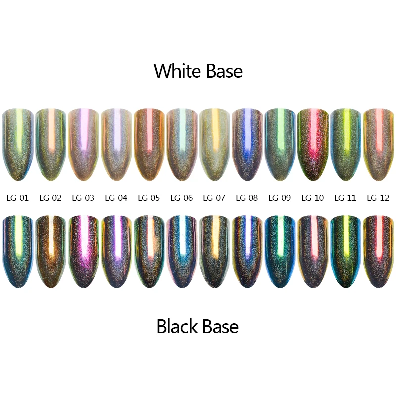 Polvo de brillo holográfico Pavo Real 0,2g láser Holo espejo cromo camaleón pigmento polvo uñas Paillettes DIY ACCESORIOS DE MANICURA