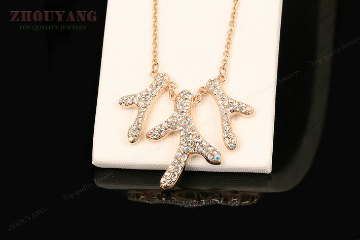 ZHOUYANG Top Quality ZYN261 Coral Reef Crystal Rose Gold Color Pendant Necklace Jewelry Austrian Crystal Wholesale