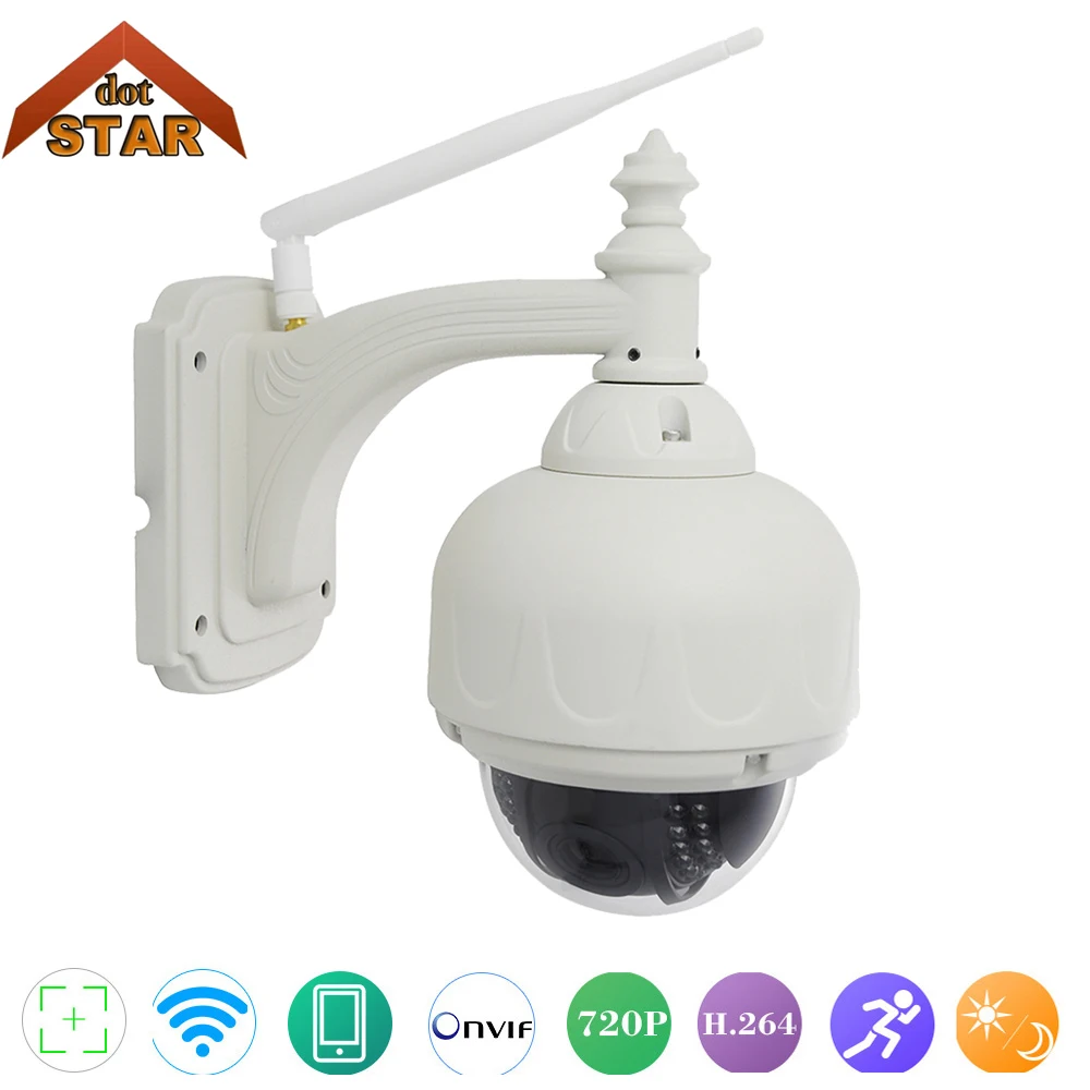 Мини Wifi Беспроводная купольная ip-камера PTZ наружная 720P HD 2 8-12 мм 4X Zoom CCTV видео сеть