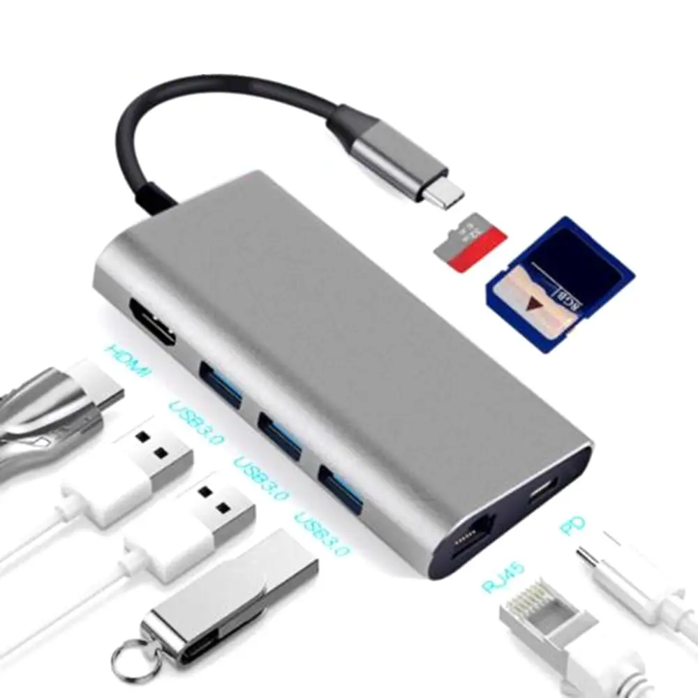 

Multi-port Type 8 in 1 USB Type C To HDMI USB 3.0 Charging Adapter Converter USB-C 3.1 Hub Adapter