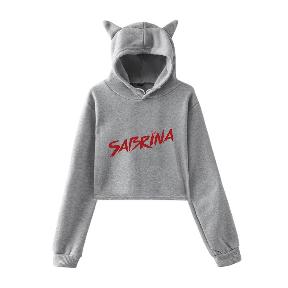 Женский короткий кошачий Топ sabrina толстовка с капюшоном 2D и модным принтом на