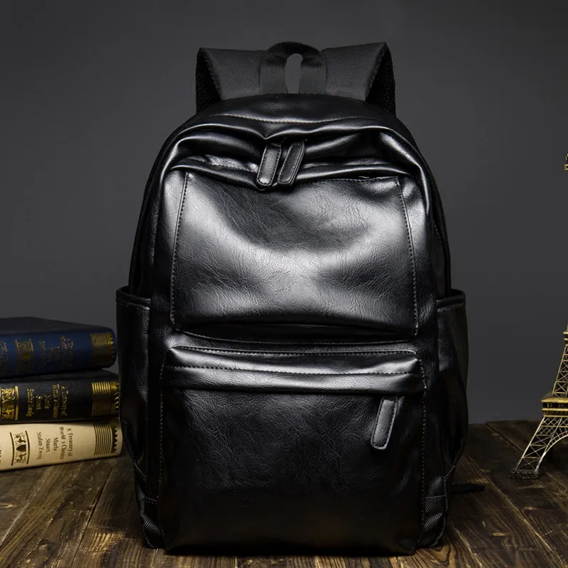 

korean style leather fashion leisure male backpack men students computer travel bag
