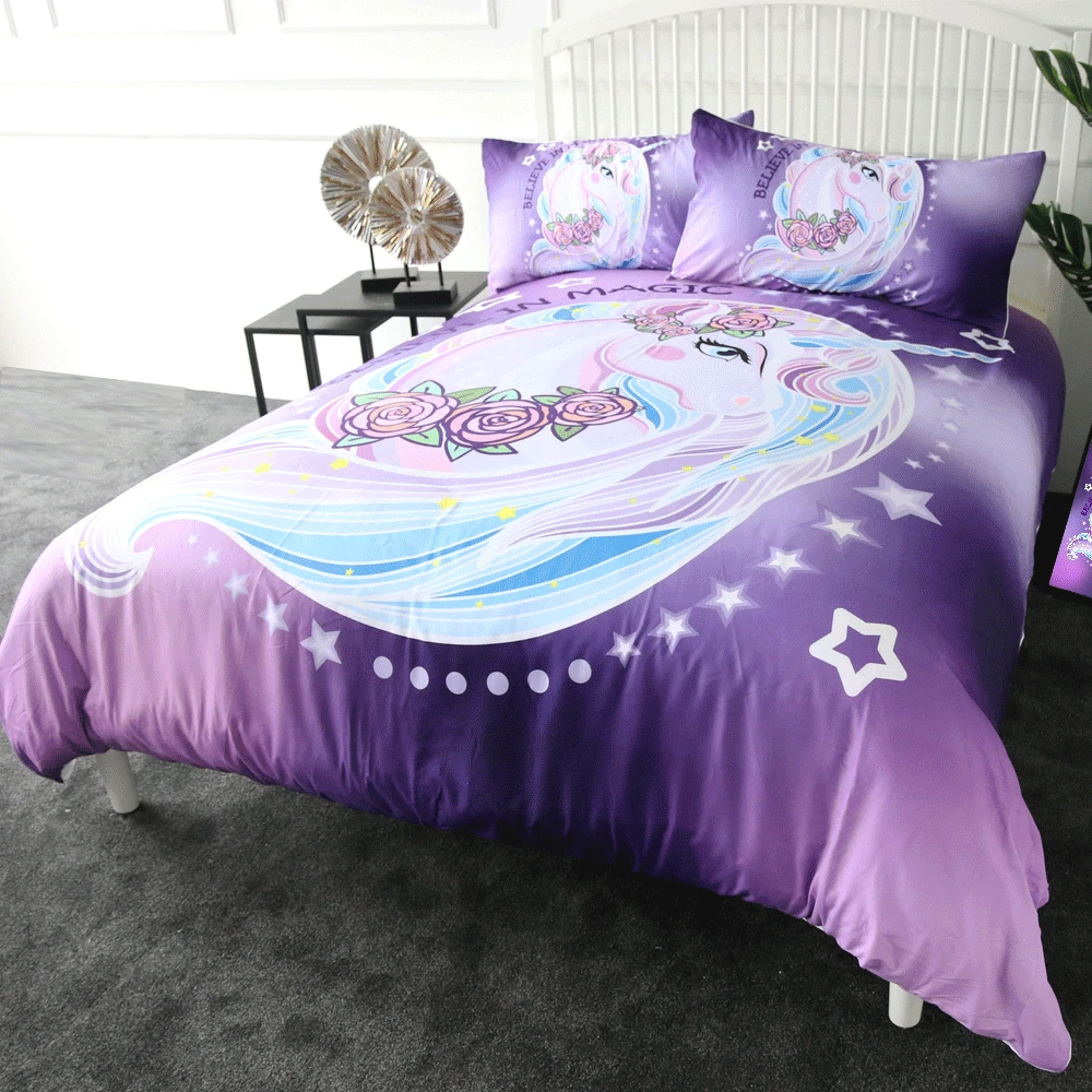 Unicorn Rose Floral Bedding Set -Unicorn Fashion HTB1wvPTbdfvK1RjSspfq6zzXFXaJ