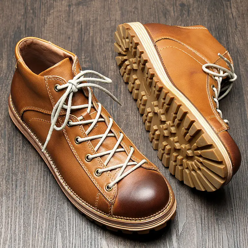 Hight Quality Mens Round Toe Genuine Leather Lace Up Martin Boots Winter Work Safety Casual Oxford Desert Boots