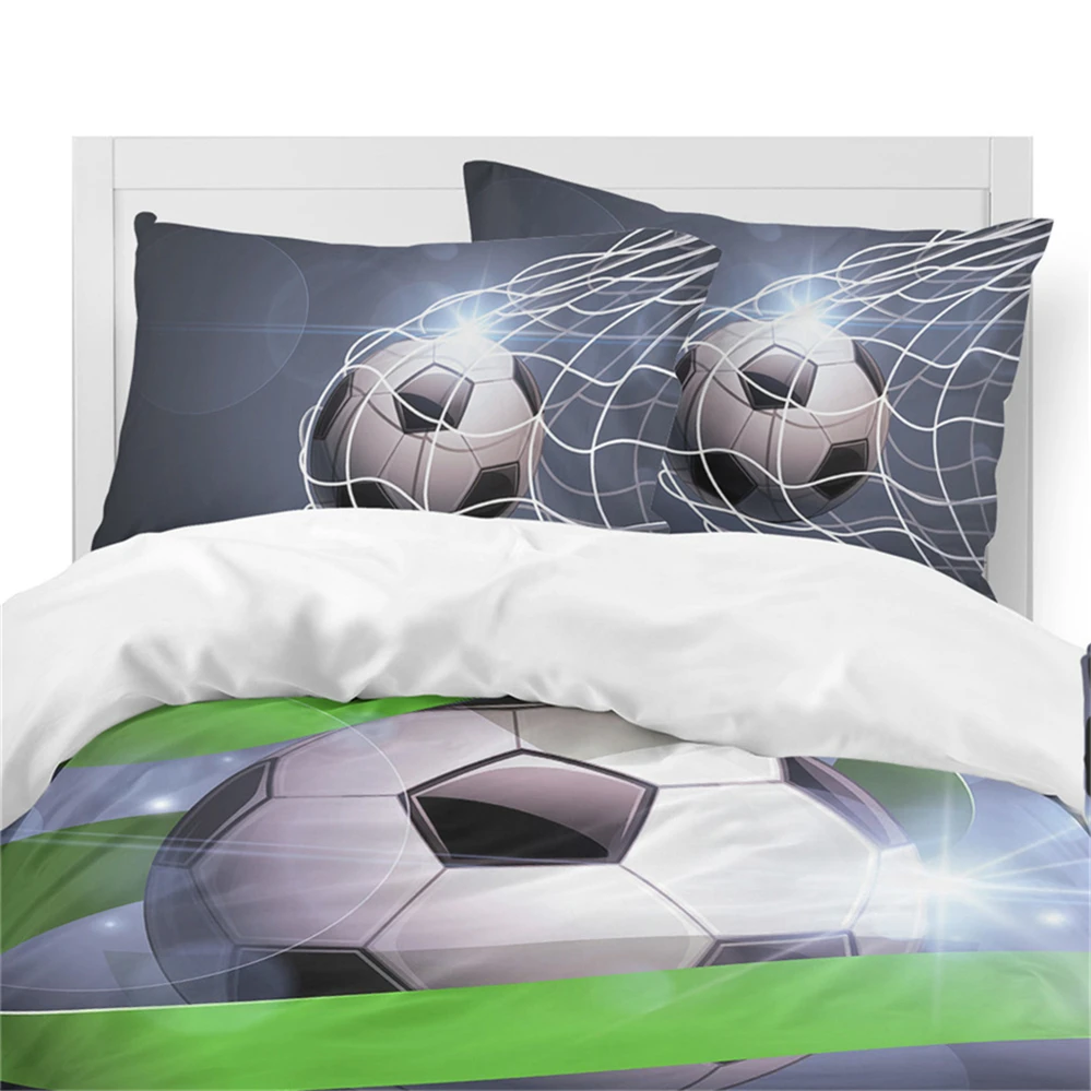 الأزرق الأخضر كرة القدم طقم سرير 3D الرياضية تصميم حاف مجموعة غطاء التوأم كامل الملكة الملك الفراش لينة أغطية ديكور غرفة نوم D40