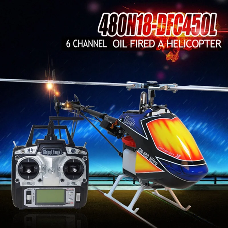 2016 New Arrival Brand New Global Eagle 480N 2.4G 6CH DFC Fuel Oil Nitro RC Helicopter Remote