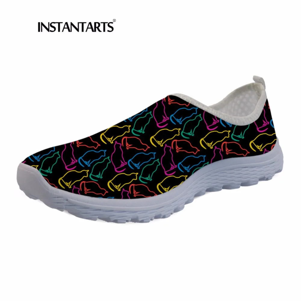 

INSTANTARTS Fashion Design Cute Pet Dog Print Summer Sneakers Women Breathable Mesh Walk Shoes Youth Girl Casual Flats Shoes