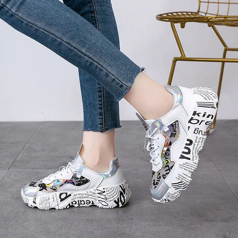 

Dropshipping Thick Soled Shoes for Women Spring Mixed Colors Round Toe Platform Shoes Casual Shoes for Women Running Shoes XYZ34