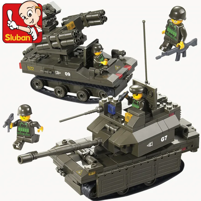 

Sluban 419Pcs Army Armored Vehicles DIY Model Giocattoli Building Blocks Enlighten Bricks Toys For Children