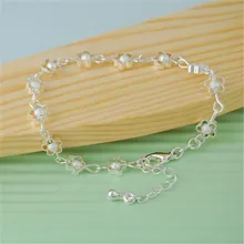 Цветок Сливы Полые летние ювелирные изделия для женщин 925 пробы браслеты