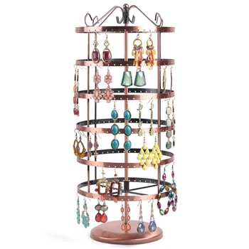 

Rotating Large Round Six Layers 288 holes Jewelry Organizer Stand Earring Holder Pesentoir Fashion Earrings Display Rack Etagere