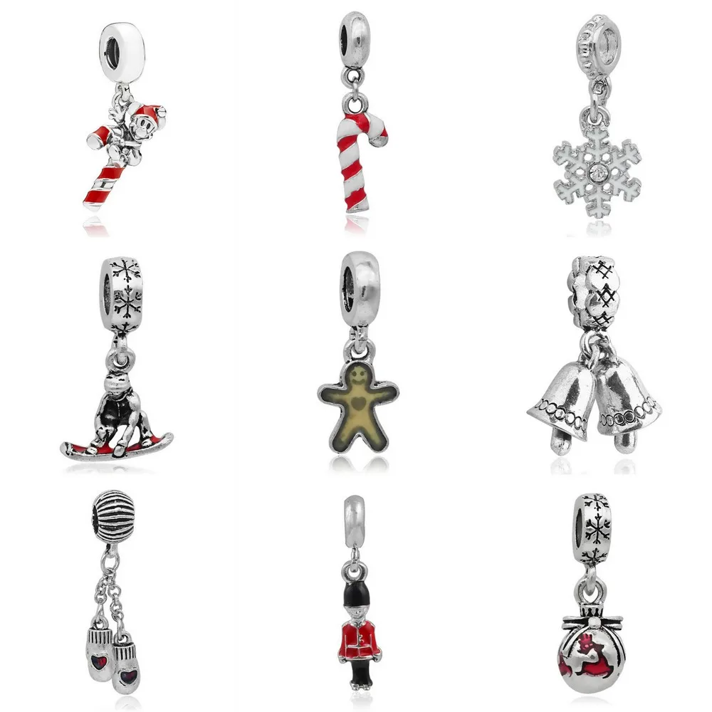 

Original Silver Color Christmas Snowflake gingerbread Man Charms Pendant Fit Pandora Charm Bracelets Necklaces Fashion Jewelry