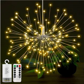 

10PCS 150LED Fireworks Explosion Star Christmas Fairy 8 Mode Light String with Remote Control Explosion Star Hanging Garland