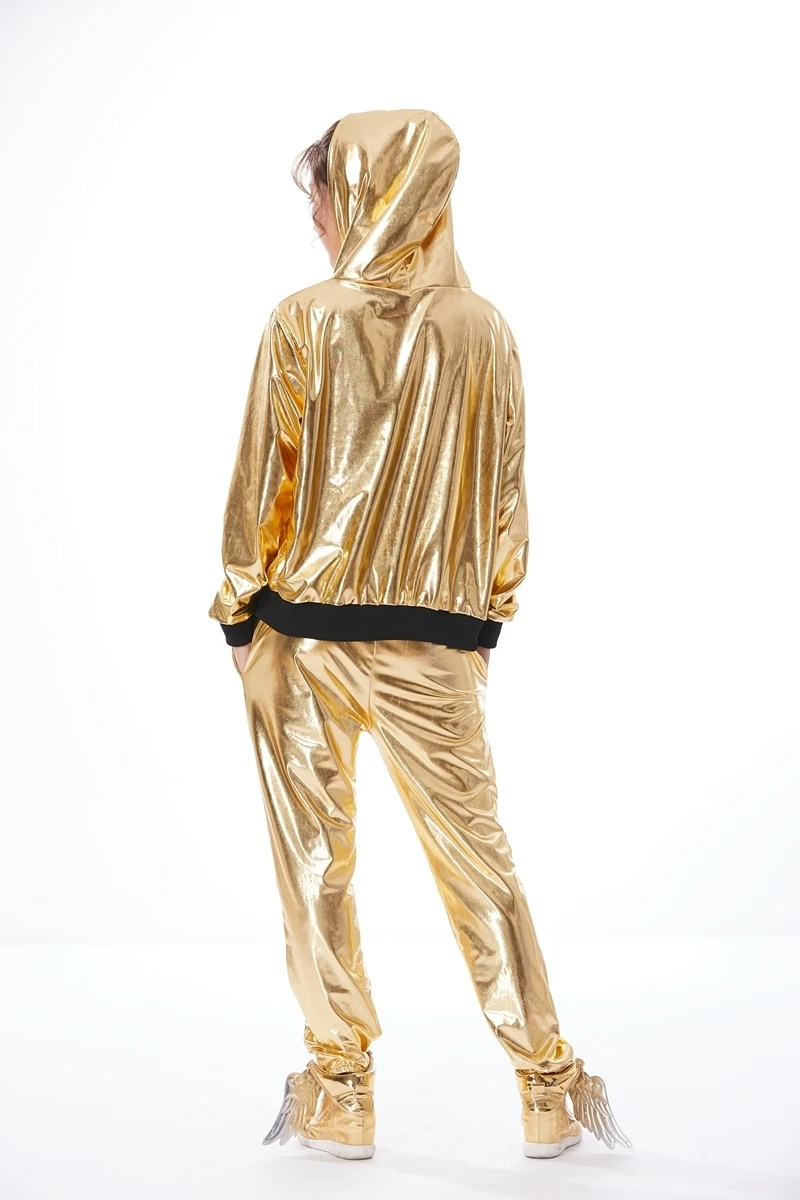 Новая мода сценические джазовые танцевальные женские шаровары, унисекс золотые хип-хоп штаны, свободные спортивные штаны хип-хоп брюки