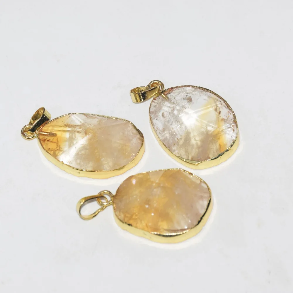 Натуральный камень неправильный кулон для ожерелья Длинные пирсинг цитрин энергия желтый кристалл Кварц Подвески femme
