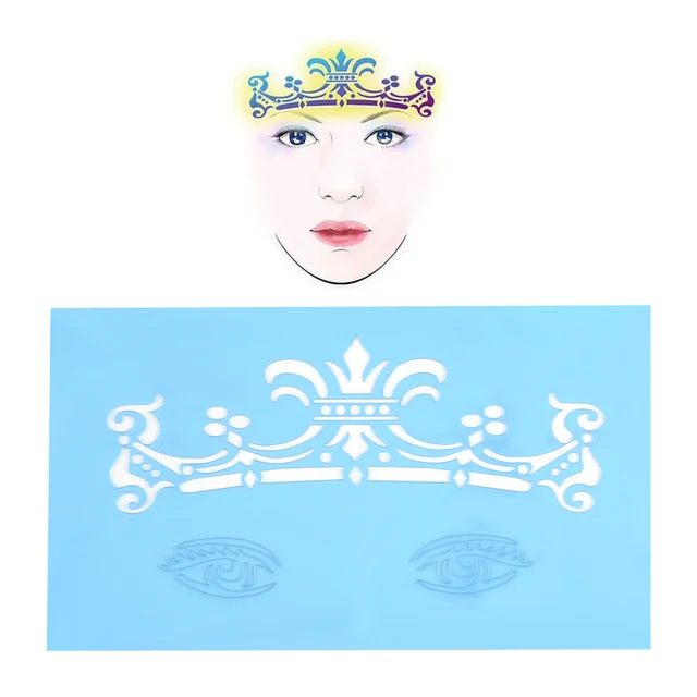 9pcs Face Body Painting Stencils Cartoon Princess Crown Swimming