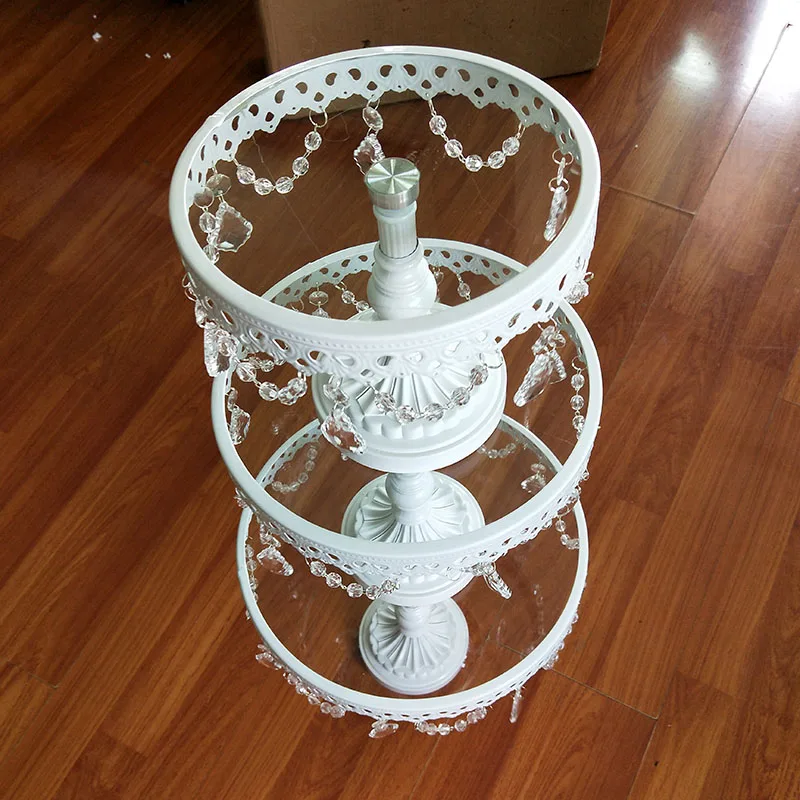 Glass cake stand with crystal fondant cake decorating tools dessert