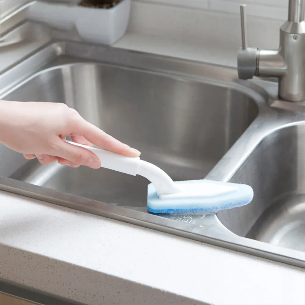 

Universal Kitchen Bathroom Long Handle Multifunctional Triangular Sponge Brush Kitchen Cleaning Tool with handle Brushes