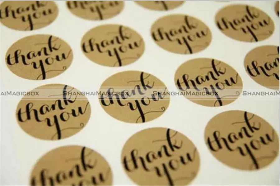 120Pcs THANK YOU Circle Design Kraft Sticker Paper Labels Seal Gift