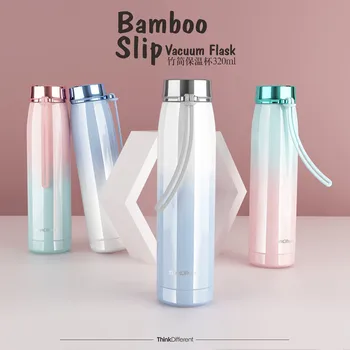 

Free Custom Bamboo Slip Vacuum Flasks 304 Stainless Steel Thermos Cup 320ml Drinking Water Mug Children Student Christmas Gift