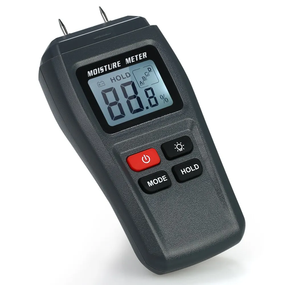 

Digital Wood Humidity Moisture Meter Hygrometer Handheld LCD Lumber Damp Detector Timber Humidity Content Tester 2 Pin Probe
