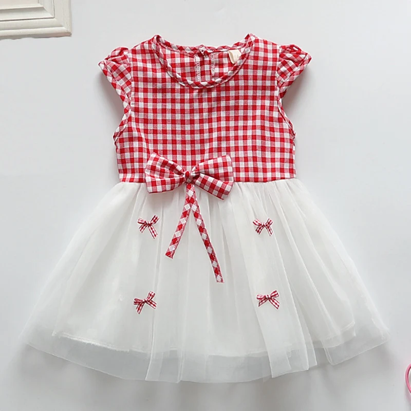 

Halilo Summer Baby Dress Plaid Mesh Bow First Birthday Girl Dress Infant Clothing Princess Casual Toddler Girl Dresses 2019