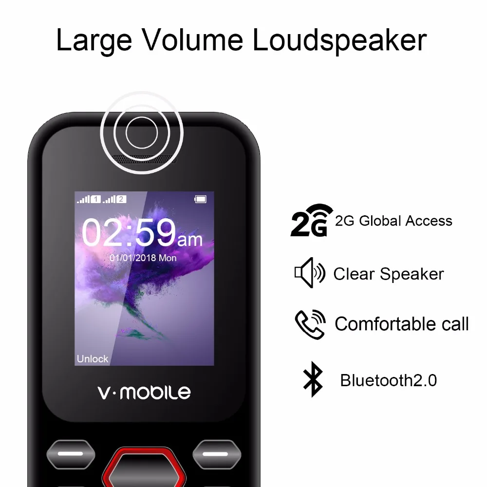 2G 1," Dual Sim MP3/MP4 плеер Запись видео Bluetooth 1200 мАч Клавиатура Кнопка мобильный телефон дешевый кнопочный телефон