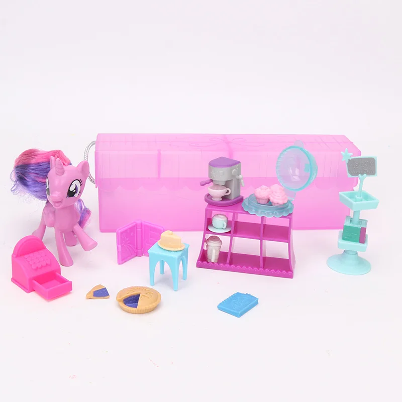 8 см игрушки My Little Pony где бы вы ни находились-ла тротте Сумеречной искоркой редкость ПВХ фигурка героя комплект с магазин переноски мини игрушечных пони