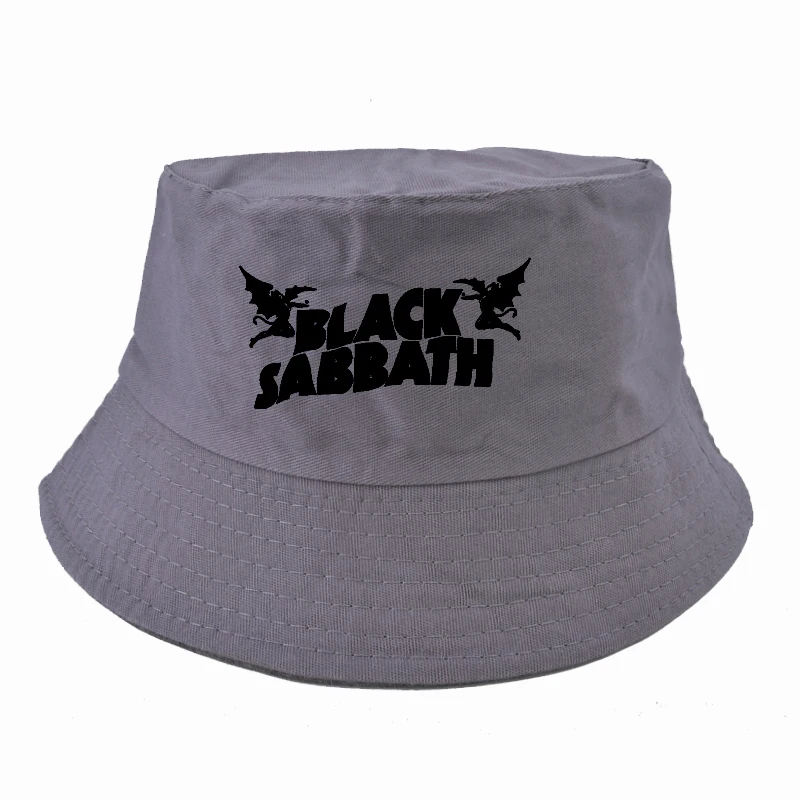 Модная мужская и женская панама черная шляпа sabbath рок группа Панамы летние уличные рыбацкие кепки k поп кепки Харадзюку - Цвет: Серый