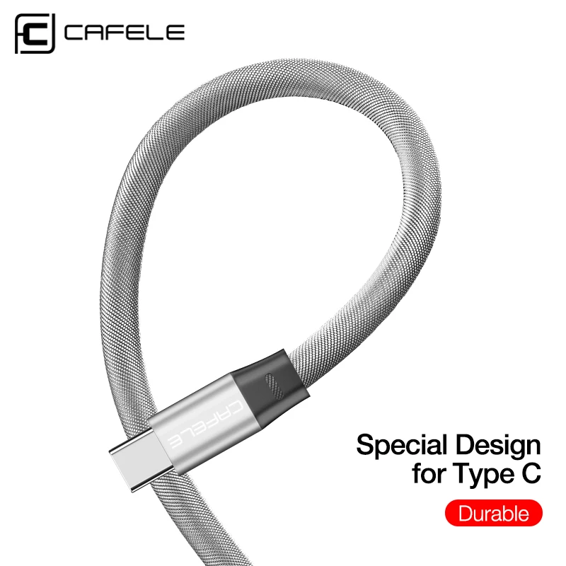 Cafele type-C кабель для быстрой зарядки usb type-C для huawei Xiaomi 6 samsung S8 OnePlus 5 кабель для синхронизации данных с нейлоновой оплеткой type-C