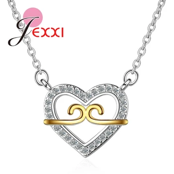 

Top Quality Heart Shape Pendant Necklace For Women Girl 925 Sterling Silver Jewelry Gold Color Stamp Birthday Gifts Wholes