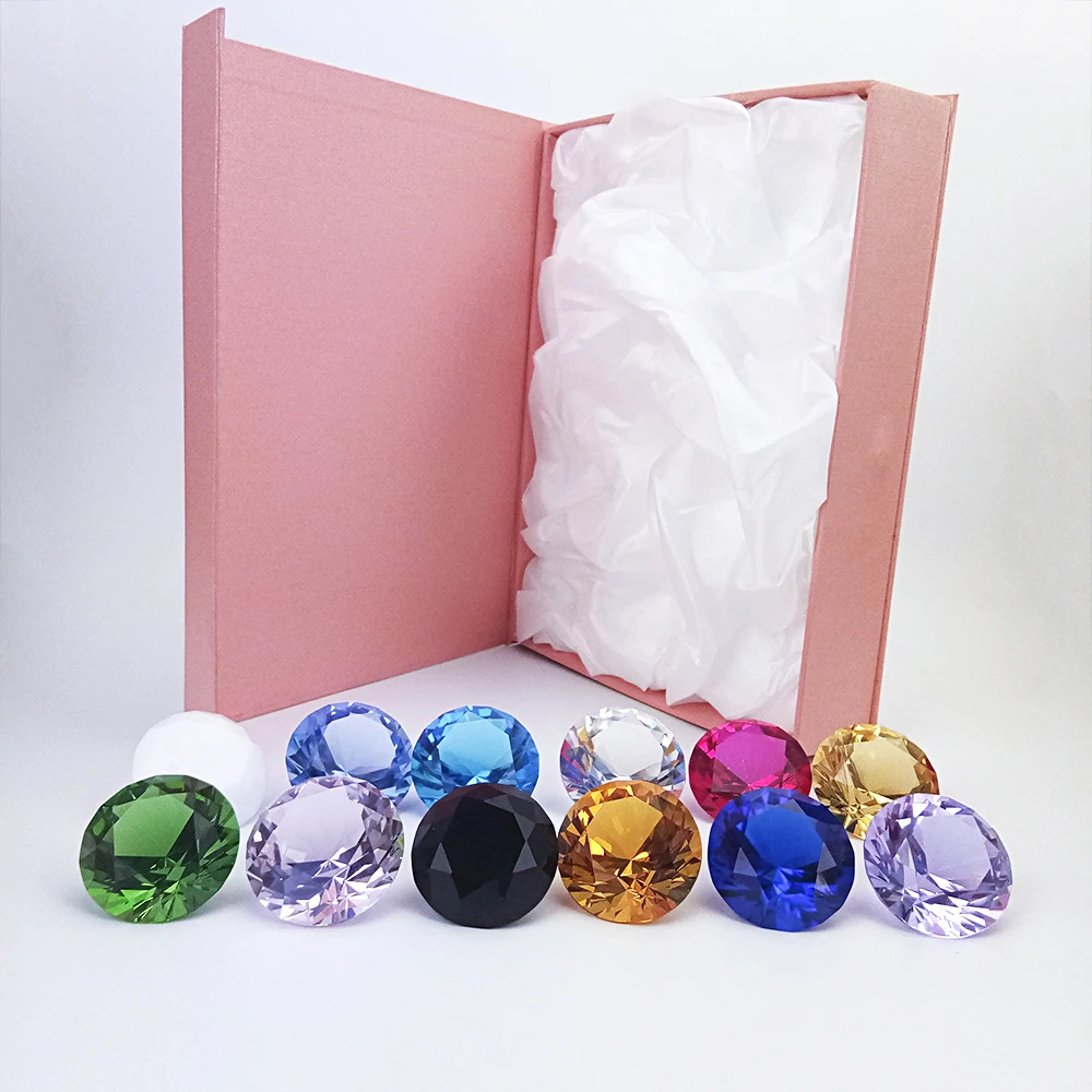 

Best Quality 40mm 10pcs Lilac Color Crystal Diamond Paperweight For Souvenir Gifts Wedding Decoration
