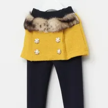 От 2 до 7 лет корейские девочки имитация меховые леггинсы детская юбка-брюки детские бархатные брюки модная зимняя юбка леггинсы брюки теплые штаны