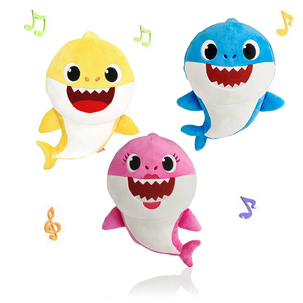 Soft Dolls Baby Cartoon Shark Toys With Music Cute Animal Plush Baby