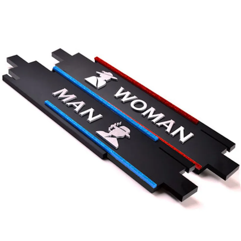 

Custom Made 1x Door Sign Plate Indicator for Toilet Rest Room Washroom High Quality Acrylic Woman Man 3D 32 x 7.3CM