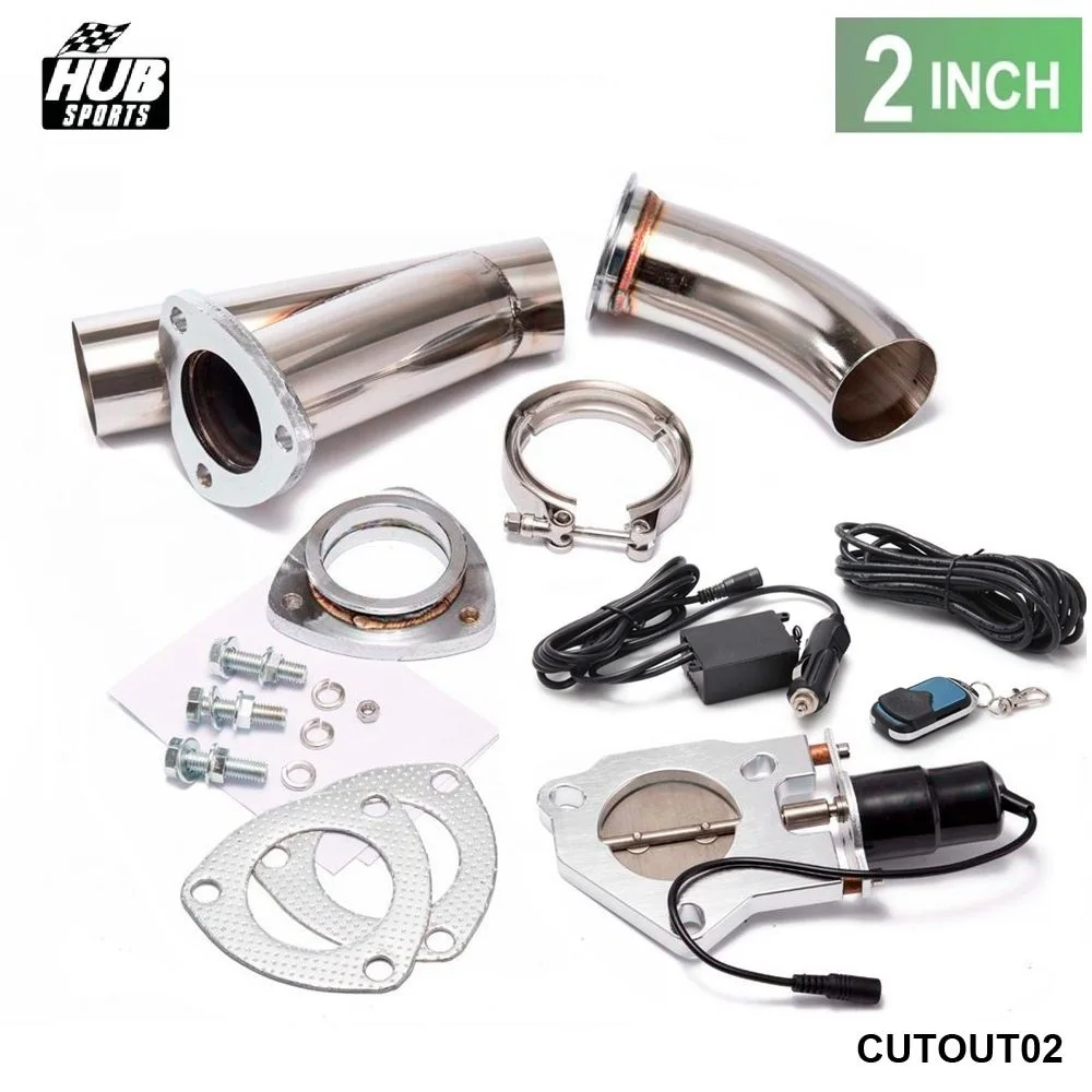 2 INCH EXHAUST CUTOUT ELECTRIC DUMP Y PIPE CATBACK CAT BACK TURBO