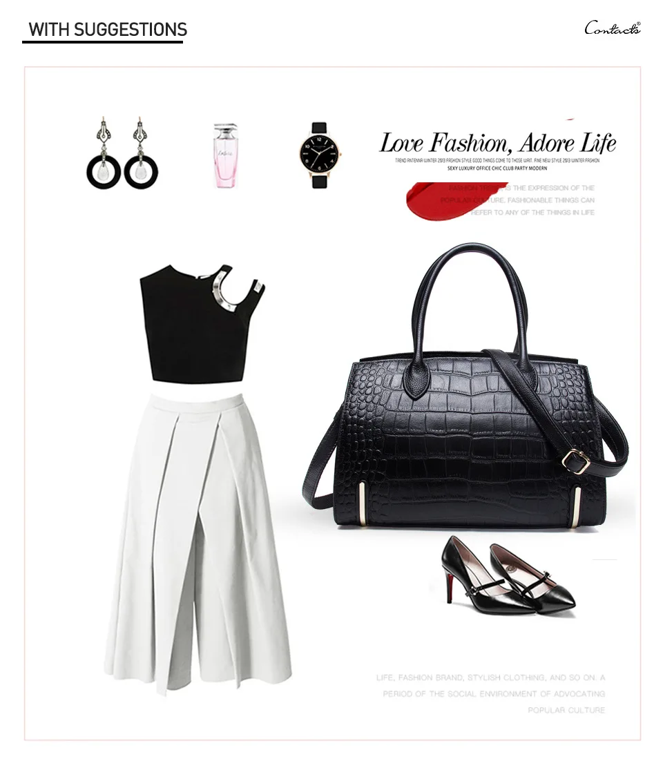 Женская сумка из натуральной кожи Аллигатор Высокое качество молния дизайн черный красный леди Офисные Сумки