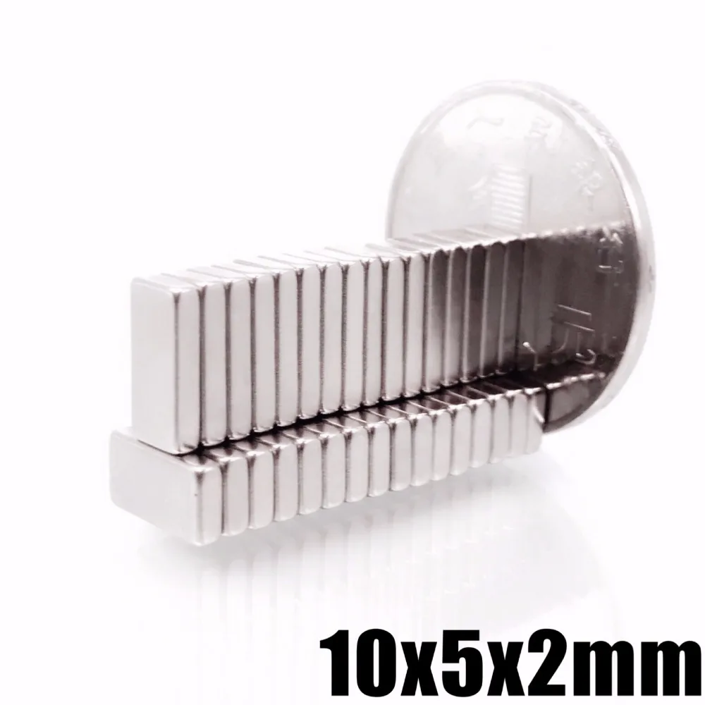 

20/50/100/200pcs/lot N35 Rectangular magnets f 10x5x2 mm Super Strong Neodymium magnet 10*5*2 mm NdFeB magnet 10mm x 5mm x 2mm