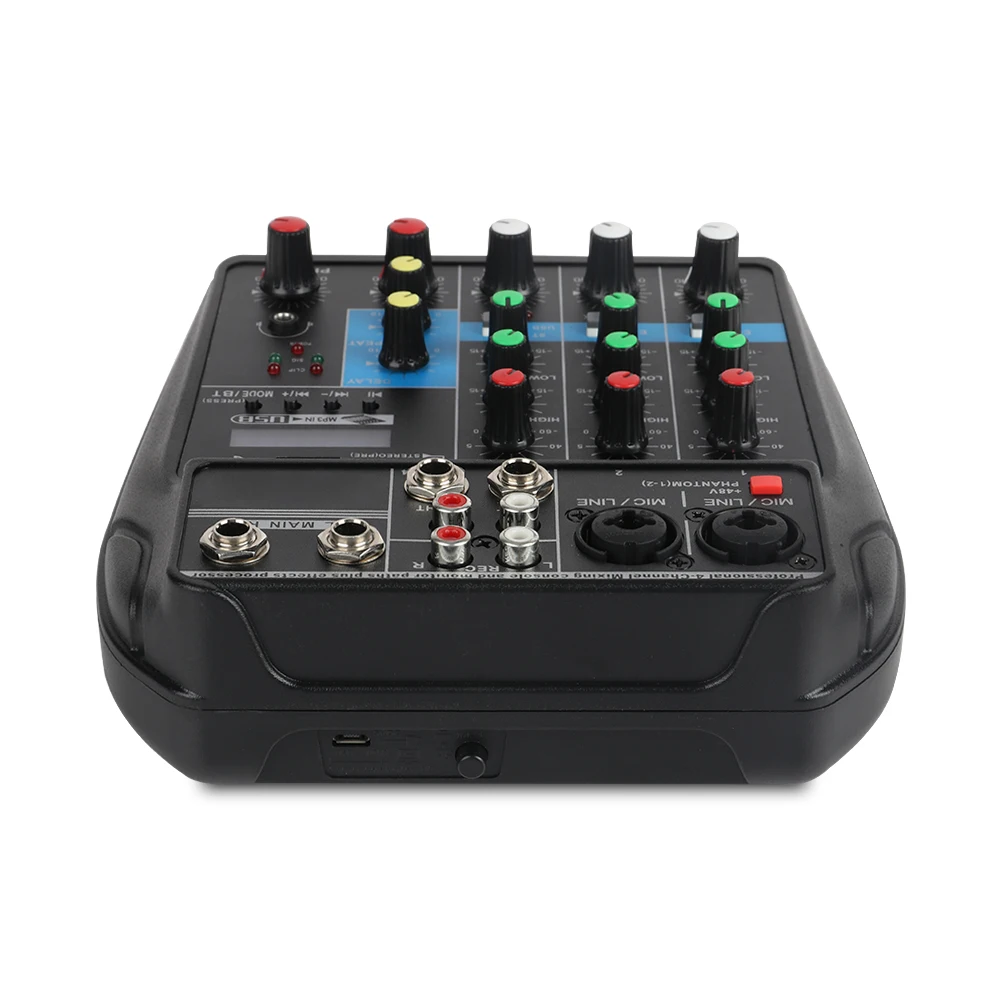 A4 4 канала аудио микшер звук микшерный пульт с Bluetooth USB Запись 48 В Phantom power Monitor Пути Плюс эффекты
