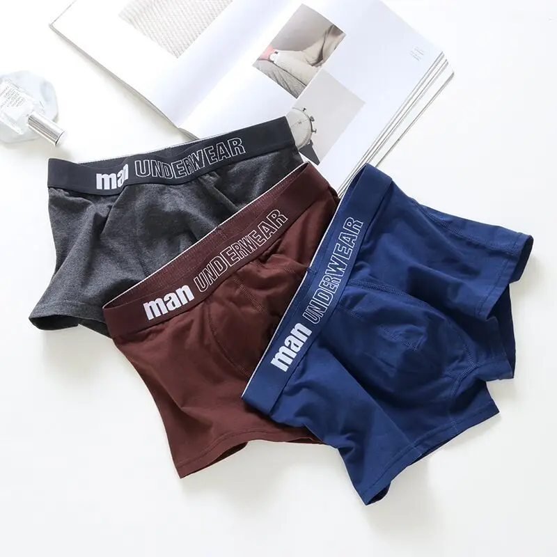 

3 pcs/lot Underwear Men Boxers Cotton Man Short Breathable Solid Flexible Shorts Boxer Underpants calzoncillo hombre