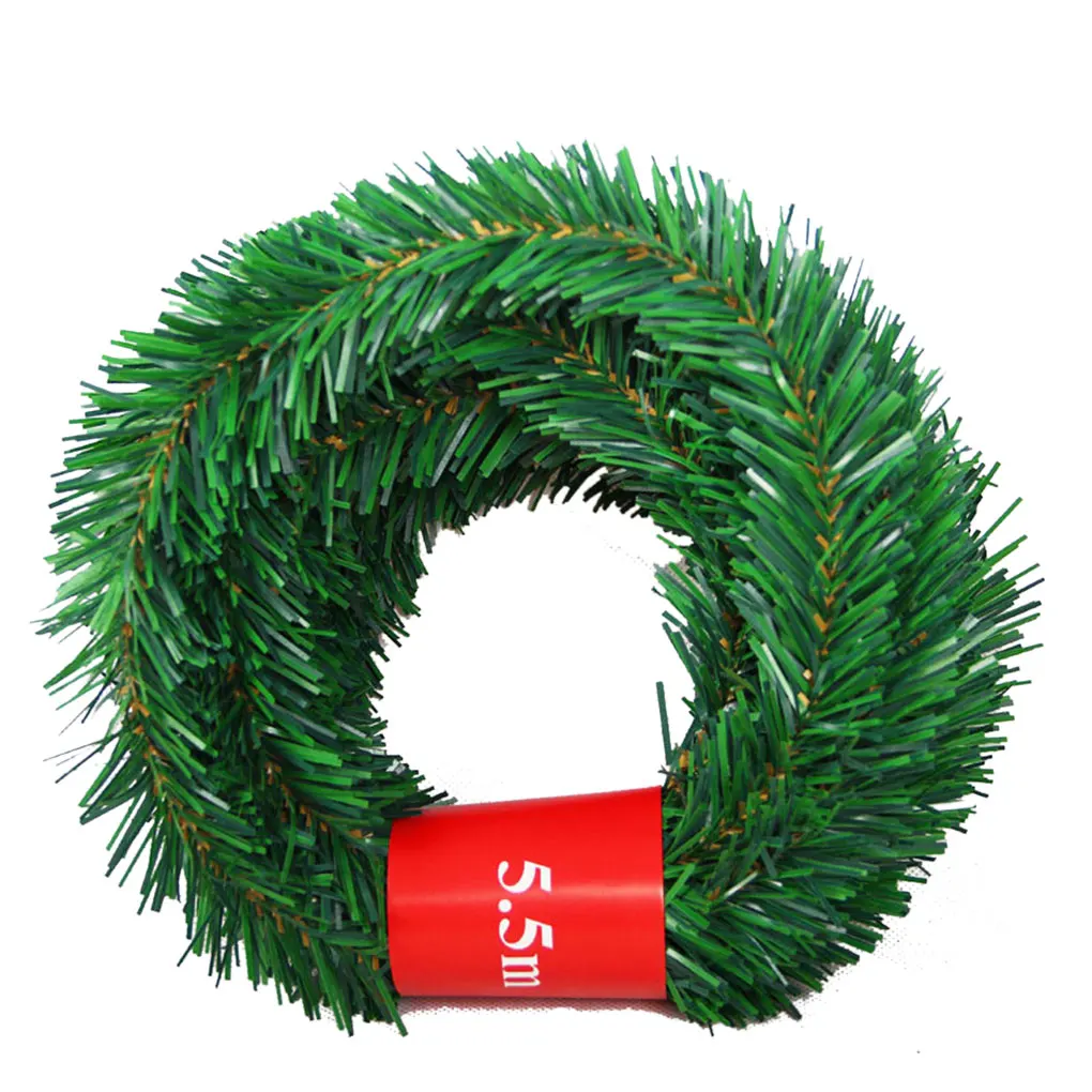 

5.5m New Green Pine Christmas Garland Decorative Home Party Christmas Garland Artificial Xmas Tree Rattan Banner Decoration