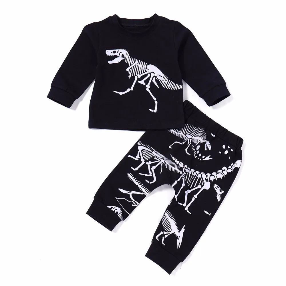 

Baby Boy Kids Clothing Set Animal Dinosaur Skeleton Print Long Sleeve Shirt Tops & Pants Children Clothes 2pcs set