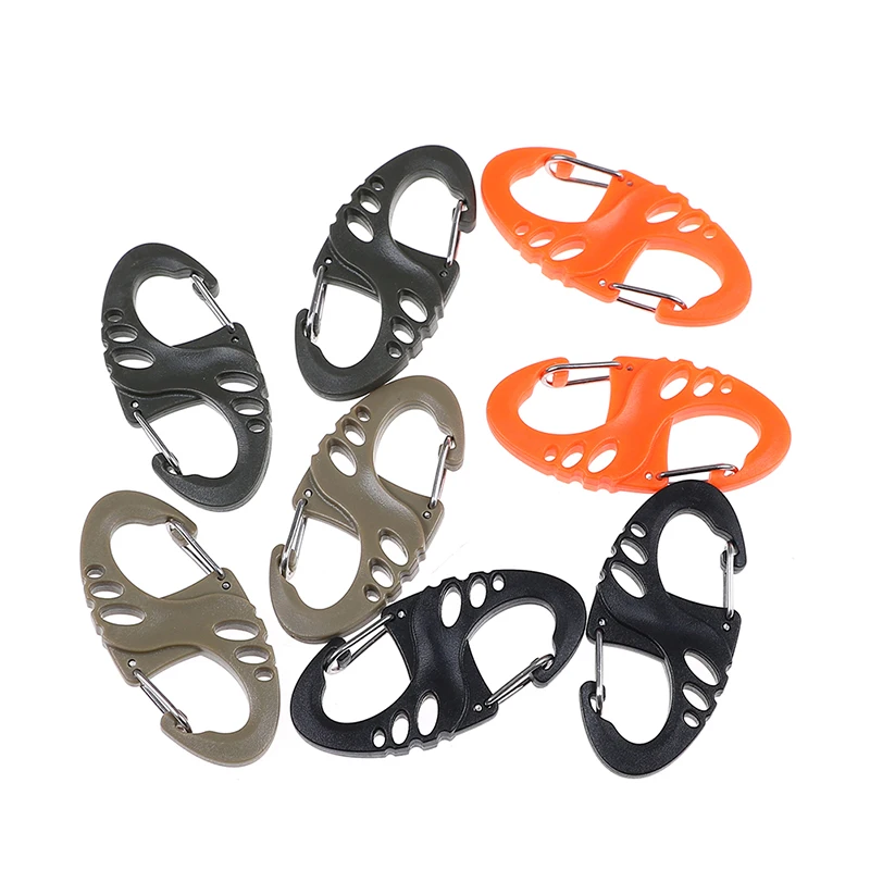 

10PCS Mini Plastic Steel Climbing Hook S Type Carabiner Dual Buckle EDC Keychain Tactical Survival Tool Wholesale