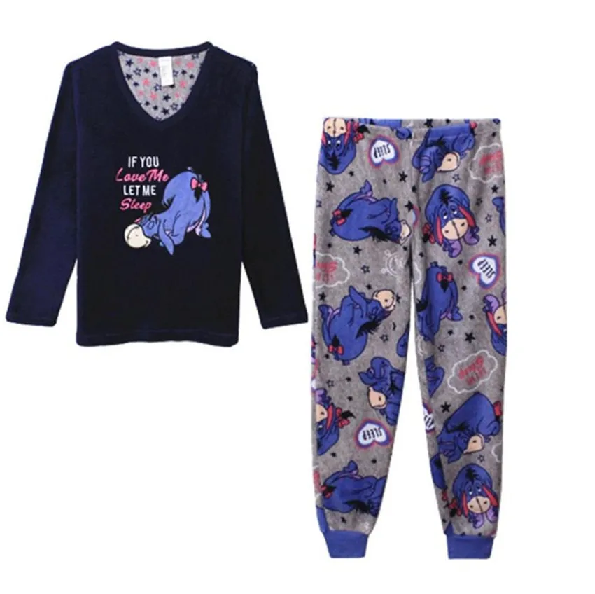 

Eeyore Pajama Sleep Set Top and Pants Coral velvet Pajamas Causal Adlut Suits Cosplay Costumes