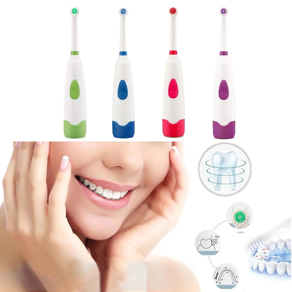 

Adult Push-button Rotation 360 Degree Waterproof Rotary Automatic Toothbrush With 2 Heads Electric Toothbrush Sound Vibration M3
