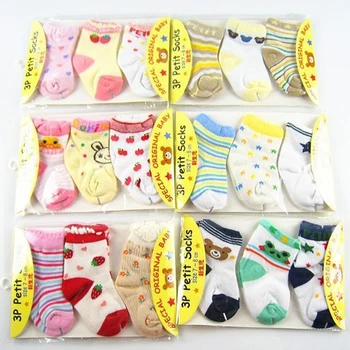 

3 Pairs/lot Spring and Autumn New Newborn Socks Boy and Girl Cartoon Cotton Socks Soft and Breathable Socks TWS0287
