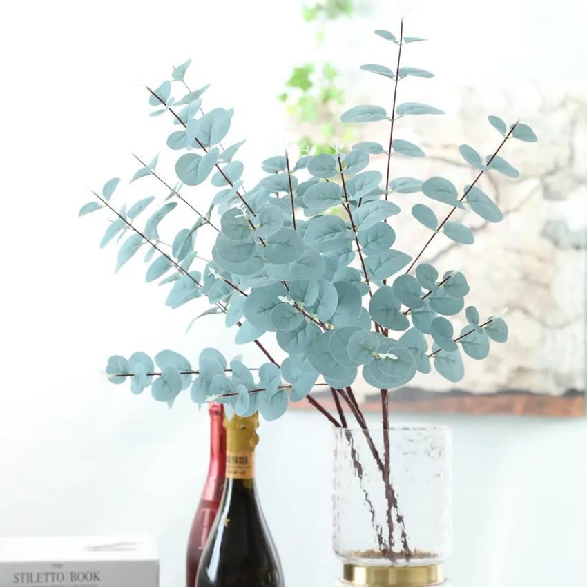 

Artificial Blue Eucalyptus Leaf Branch Fake Grass Wall Decorative Plant Home Shop Wedding Floral Arrangement